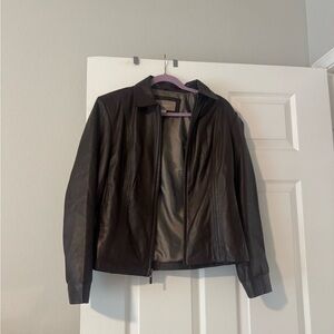 Croft & Barrow Women's Dark Brown Leather Jacket